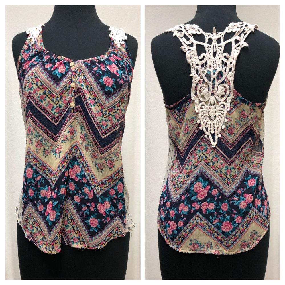Small Floral Lace Tank Top